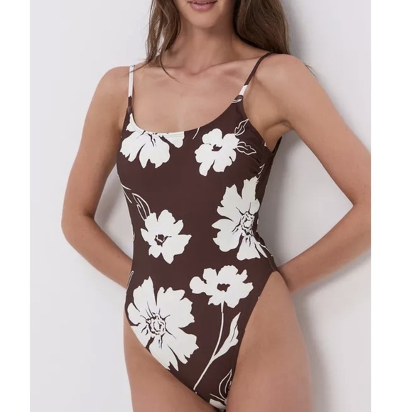 NWT Tory Burch Floral Silhouette One Piece Swimsuit Sz. S - Picture 1 of 4